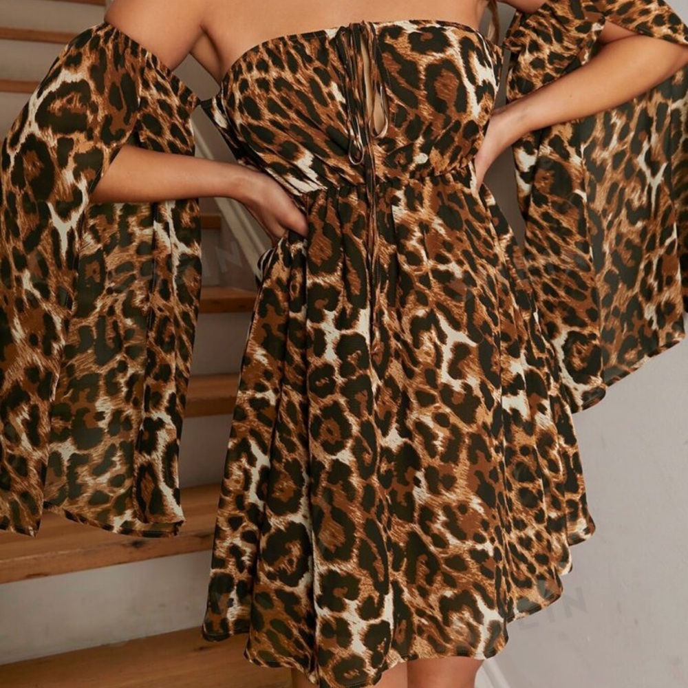 SHEIN cheetah print flare dress